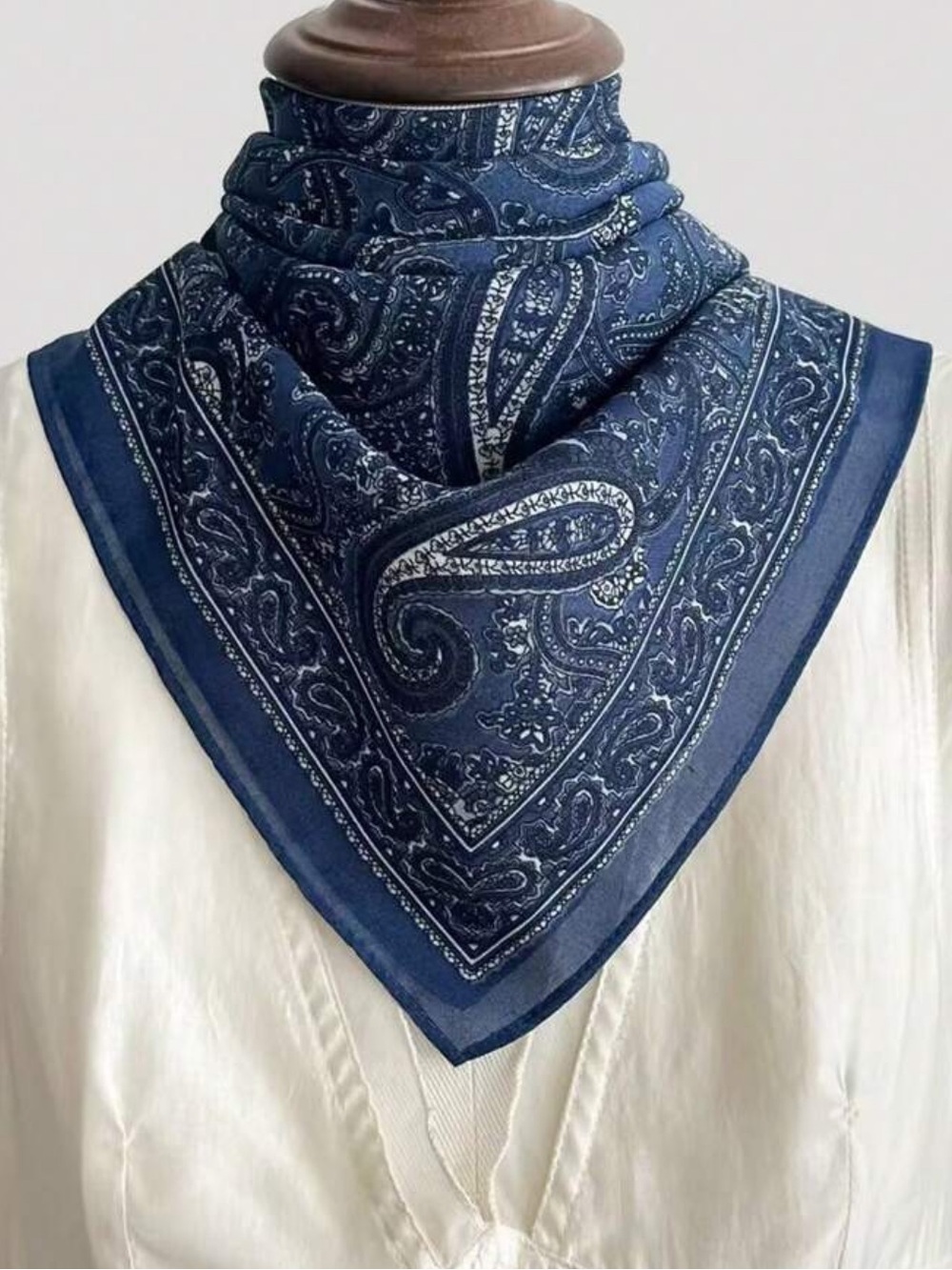 Classic Navy Paisley Bandana Scarf - Women Accessories